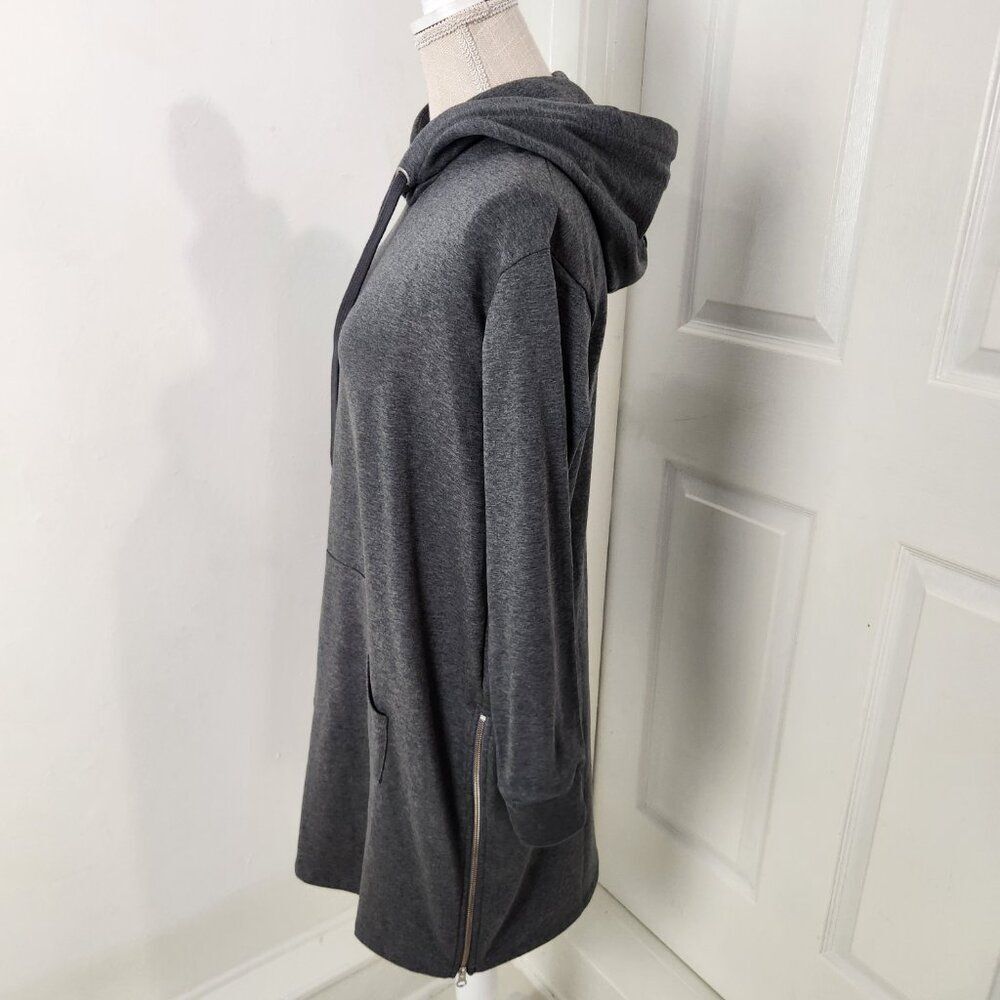 Garnet Hill Dress Womens XS Gray Trainer Hooded Tunic Sweatshirt Athleisure - Picture 4 of 13
